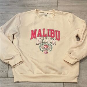 SHEIN Preppy Cream Malibu Beach Kids Sweatshirt